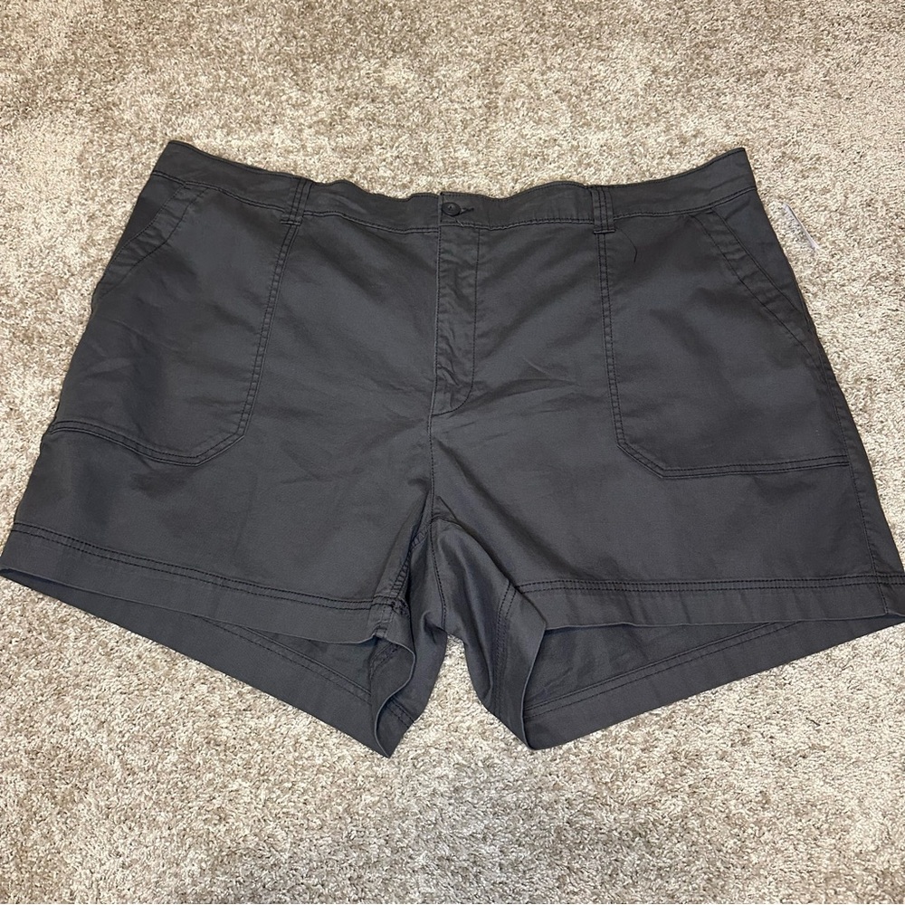 Grey High Waist 5" Chino Shorts, 3X
